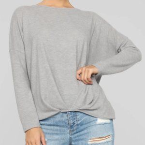 Fashion Nova Secrets Knotted Top Grey